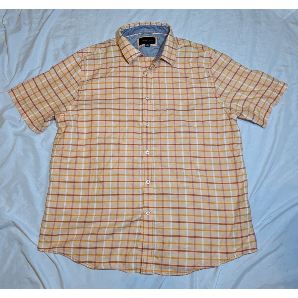 Geoffrey Beene Men's Plaid Button Down Short Sleeve‎ Shirt Size XL